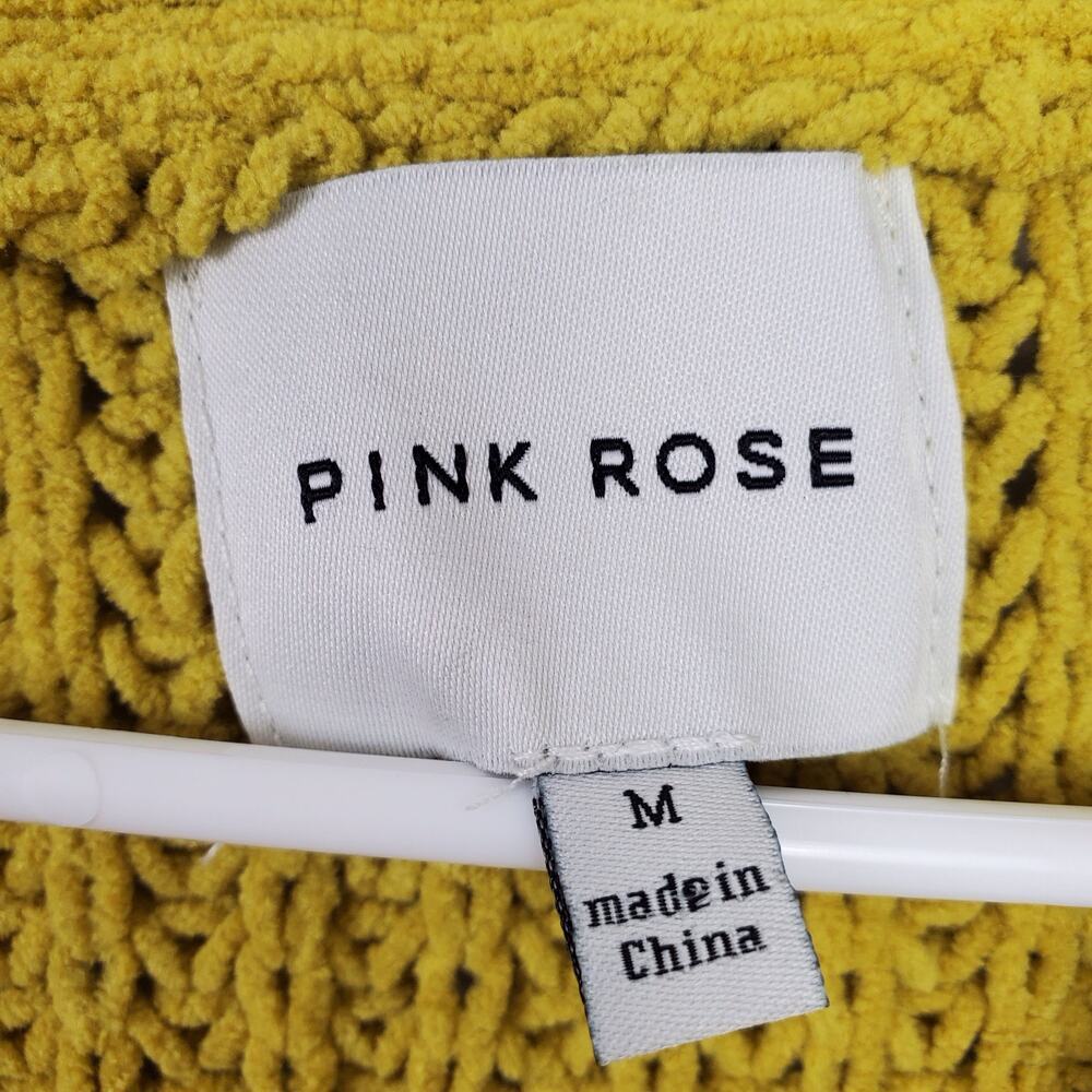 PINK ROSE | Cropped Chunky Knit | Yellow | Cardigan Sweater | Medium - Picture 5 of 8